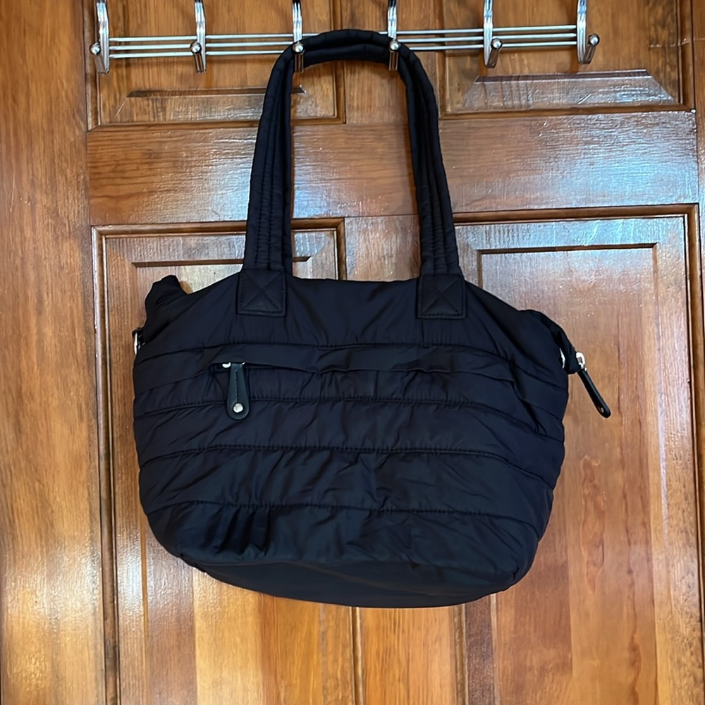 Sondra Roberts Squared Black Puffer Zipper Shoulder Tote Bag - Picture 2 of 10